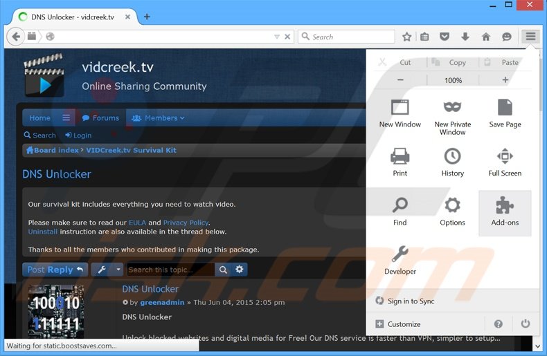 Rimuovere DNS Unlocker adware da Mozilla Firefox step 1