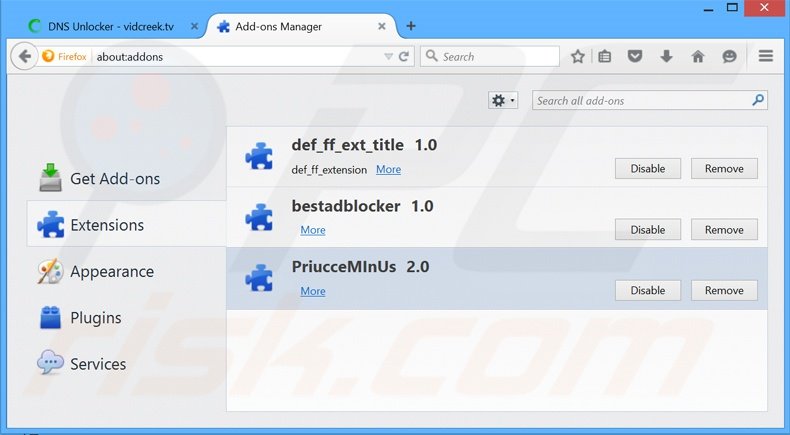 Rimuovere DNS Unlocker adware da Mozilla Firefox step 2
