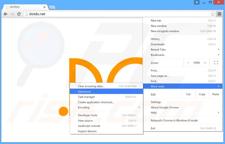 Rimuovere dotdo adware da Google Chrome step 1