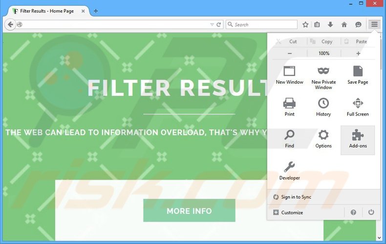 Rimuovere Filter Results adware da Mozilla Firefox step 1