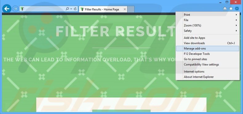 Rimuovere Filter Results adware da Internet Explorer step 1
