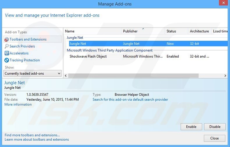 Rimuovere Jungle Net adware da Internet Explorer step 2