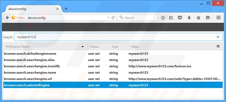Cambia il tuo motore di ricerca predefinito mysearch123.com da Mozilla Firefox 