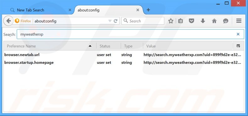 Cambia il tuo motore di ricerca predefinito search.myweatherxp.com da Mozilla Firefox 