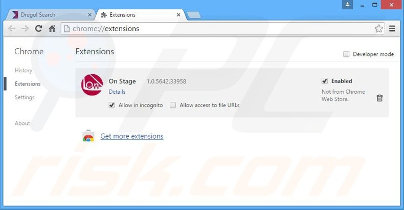 Rimuovere On Stage adware da Google Chrome step 2