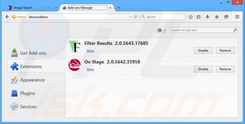 Rimuovere On Stage adware da Mozilla Firefox step 2