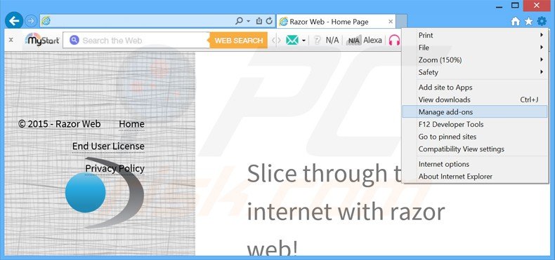 Rimuovere Razor Web adware da Internet Explorer step 1