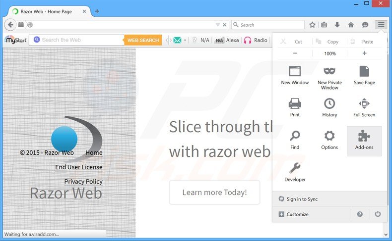 Rimuovere Razor Web adware da Mozilla Firefox step 1
