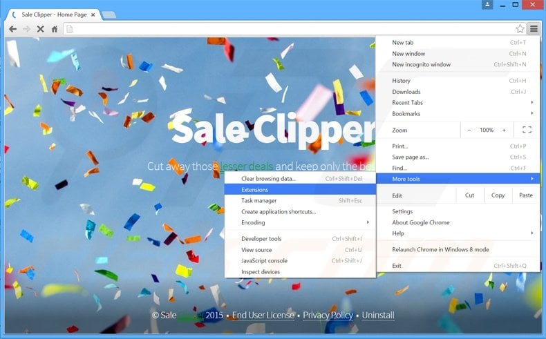 Rimuovere Sale Clipper adware da Google Chrome step 1