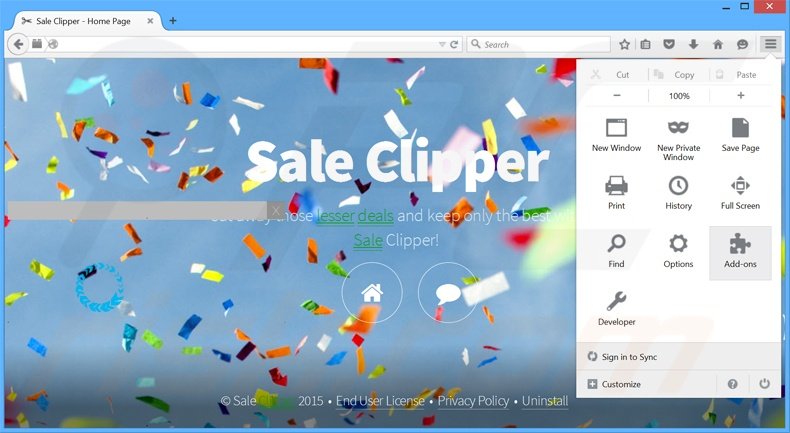 Rimuovere Sale Clipper adware da Mozilla Firefox step 1