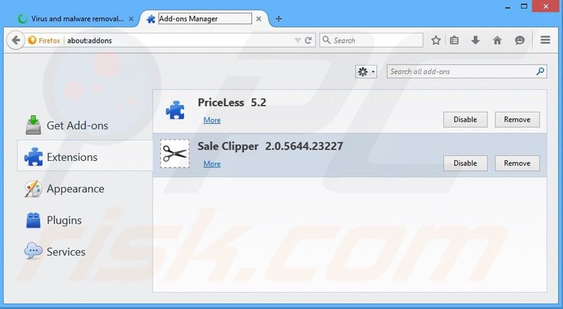 Rimuovere Sale Clipper adware da Mozilla Firefox step 2