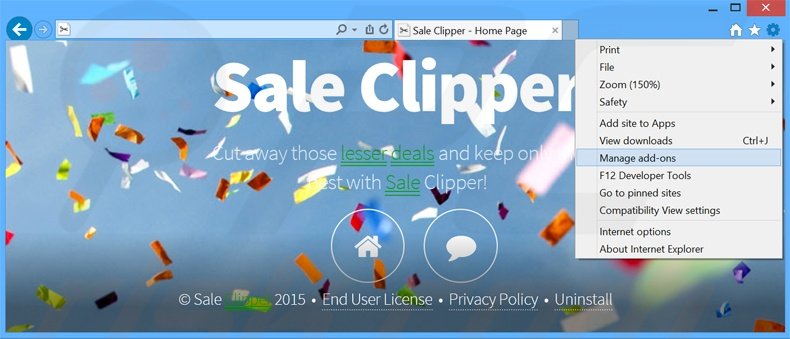 Rimuovere Sale Clipper adware da Internet Explorer step 1