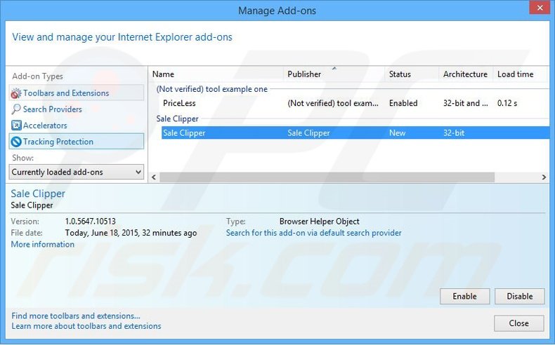 Rimuovere Sale Clipper adware da Internet Explorer step 2