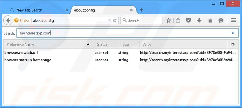 Cambia il tuo motore di ricerca predefinito search.myinterestsxp.com da Mozilla Firefox 