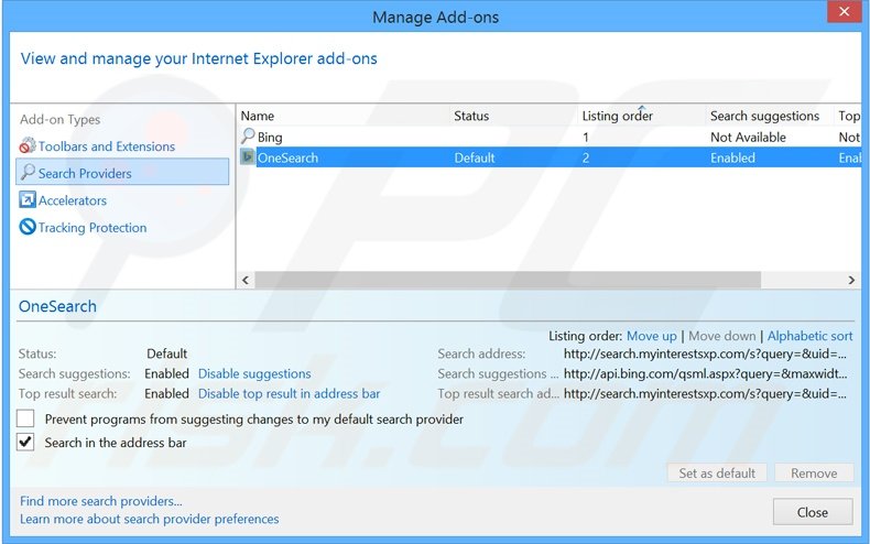 Cambia il motore di ricerca predefinito da Internet Explorer