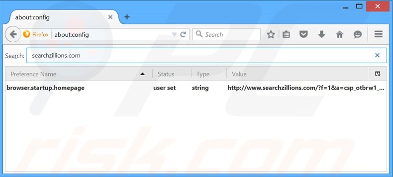 Cambia il tuo motore di ricerca predefinito searchzillions.com da Mozilla Firefox