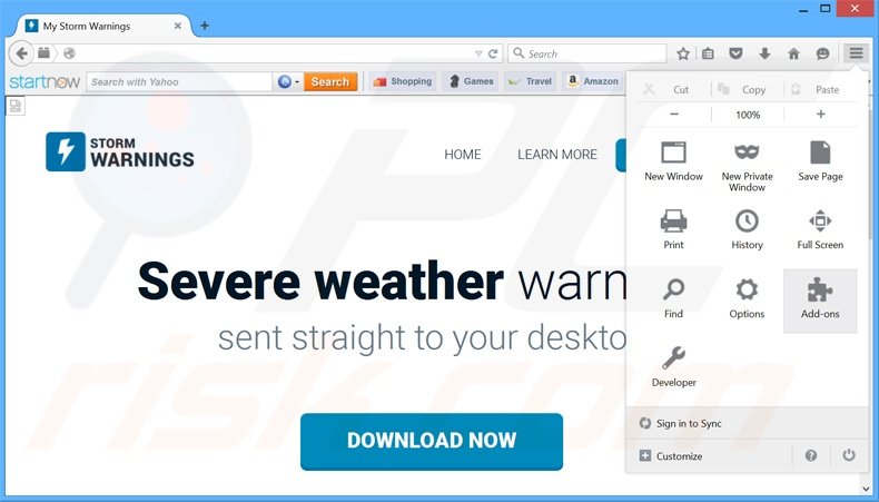Rimuovere Storm Warnings adware da Mozilla Firefox step 1
