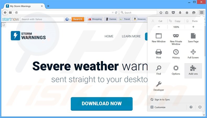 Rimuovere Storm Warnings adware da Mozilla Firefox step 1