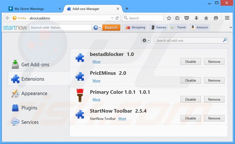 Rimuovere Storm Warnings adware da Mozilla Firefox step 2