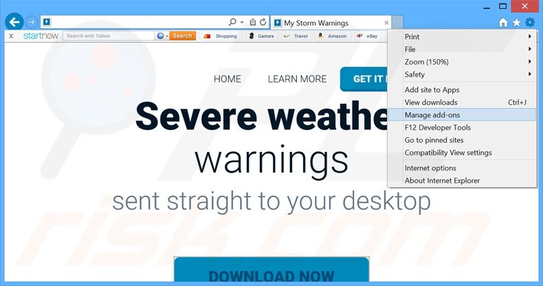 Rimuovere Storm Warnings adware da Internet Explorer step 1