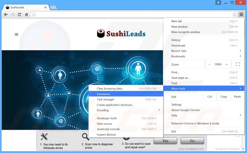 Rimuovere SushiLeads adware da Google Chrome step 1