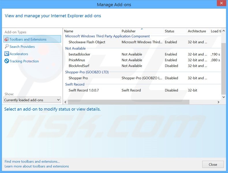 Rimuovere Swift Media Converter adware da Internet Explorer step 2