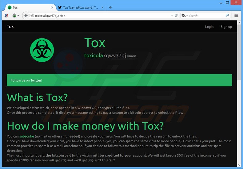 tox ransomware website