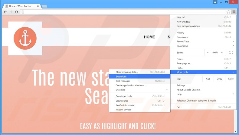 Rimuovere WordAnchor adware da Google Chrome step 1