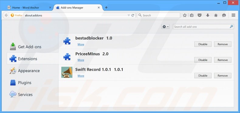 Rimuovere WordAnchor adware da Mozilla Firefox step 2