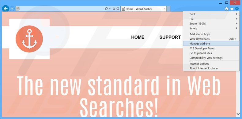 Rimuovere WordAnchor adware da Internet Explorer step 1