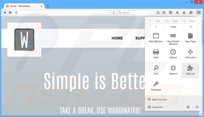 Rimuovere Wordinator adware da Mozilla Firefox step 1