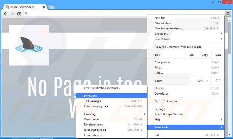 Rimuovere WordShark adware da Google Chrome step 1