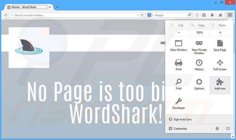 Rimuovere WordShark adware da Mozilla Firefox step 1