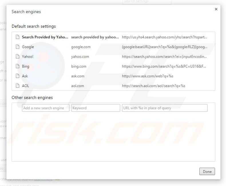 Cambiare il motore di ricerca predefinito yhs4.search.yahoo.com da Google Chrome 