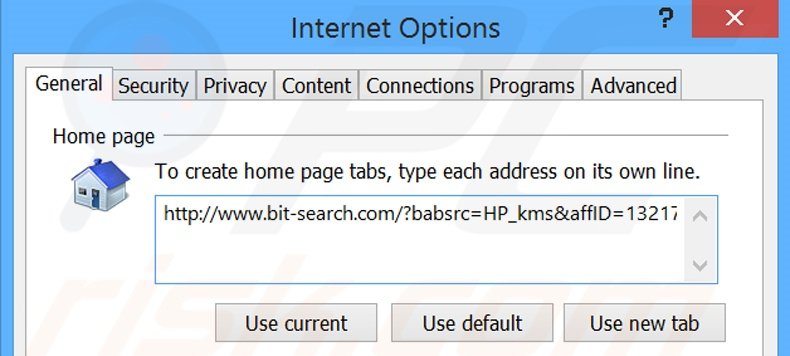 Cambia la tua homepage bit-search.com in Internet Explorer
