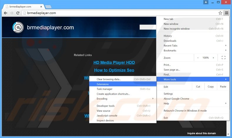 Rimuovere Br Media Player adware da Google Chrome step 1