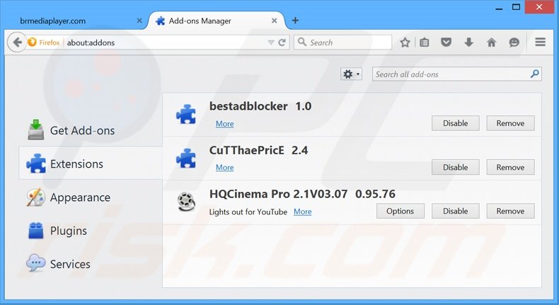 Rimuovere Br Media Player adware da Mozilla Firefox step 2