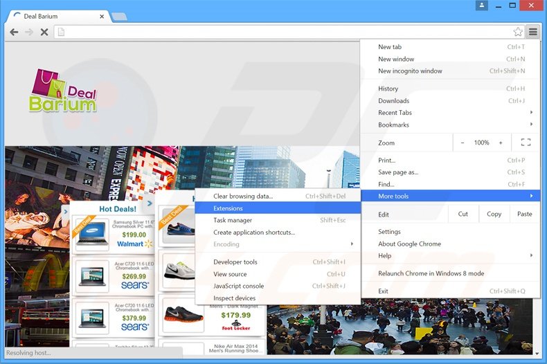 Rimuovere DealBarium adware da  Google Chrome step 1