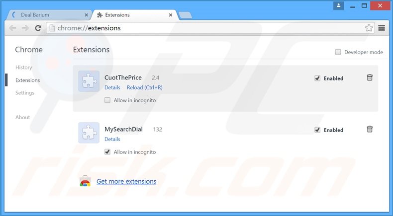 Rimuovere DealBarium adware da Google Chrome step 2