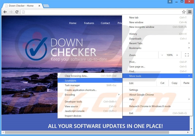Rimuovere Down Checker adware da Google Chrome step 1