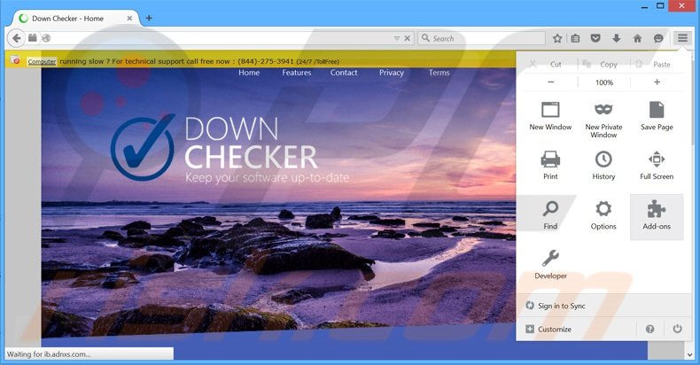 Rimuovere Down Checker adware da Mozilla Firefox step 1