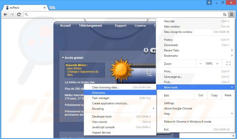 Rimuovere eoRezo adware da Google Chrome step 1