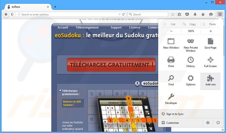 Rimuovere eoRezo adware da Mozilla Firefox step 1