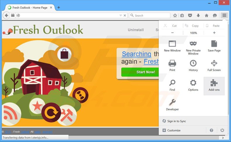 Rimuovere Fresh Outlook adware da Mozilla Firefox step 1