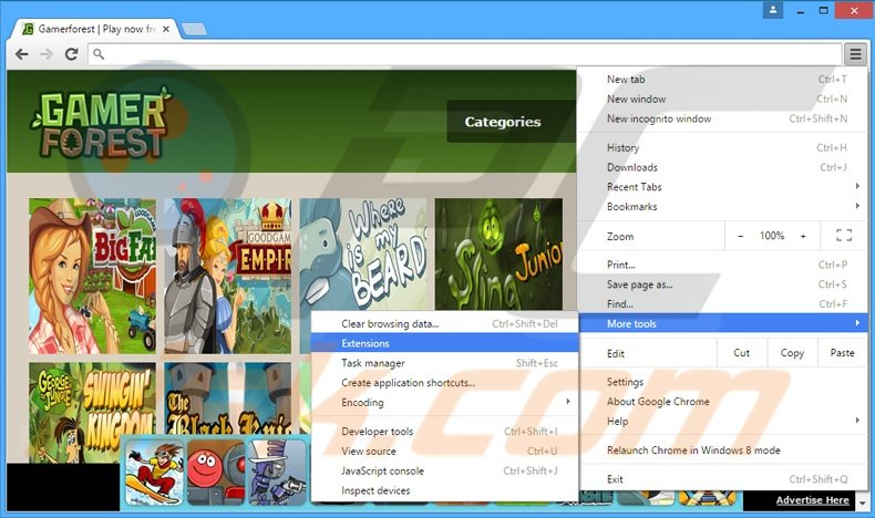 Rimuovere GamerForest adware da Google Chrome step 1
