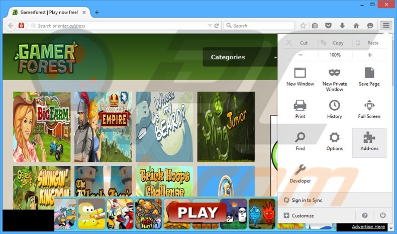 Rimuovere GamerForest adware da Mozilla Firefox step 1