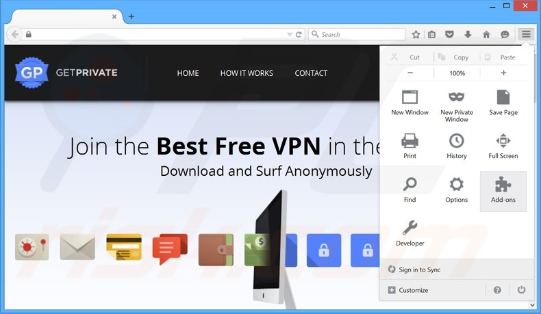 Rimuovere GetPrivate adware da Mozilla Firefox step 1