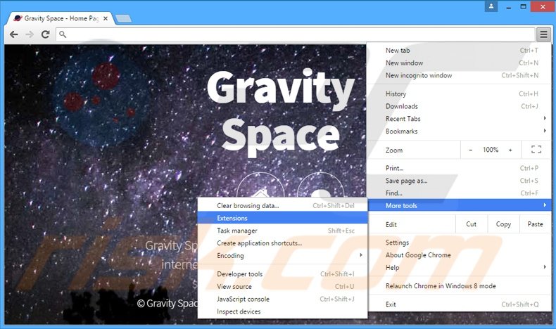 Rimuovere Gravity Space adware da Google Chrome step 1