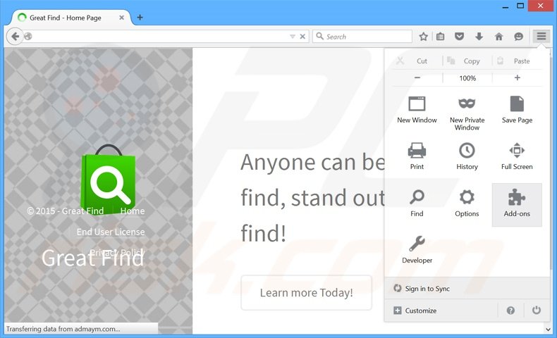 Rimuovere Great Find adware da Mozilla Firefox step 1