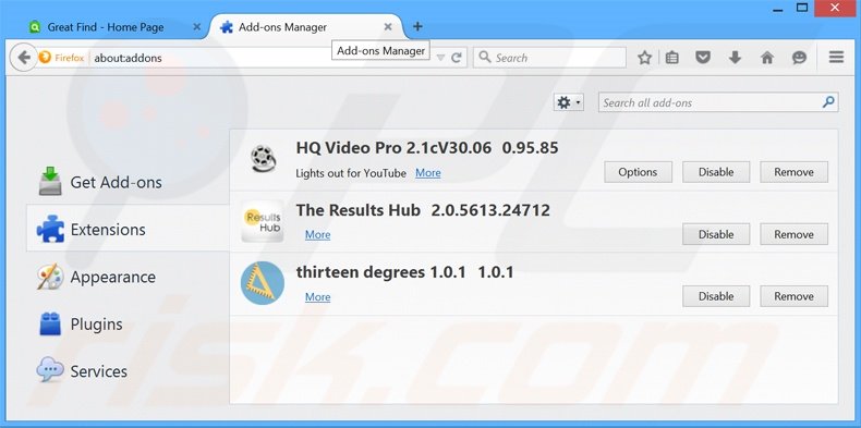 Rimuovere Great Find adware da Mozilla Firefox step 2